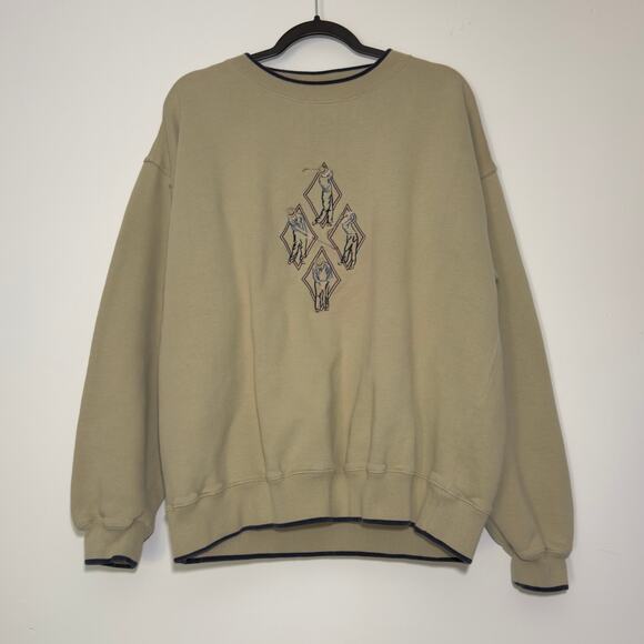 GOLF Grandpa Vintage Tan Embroidered Crew Sweatshirt Size XL Extra Large - Picture 1 of 4